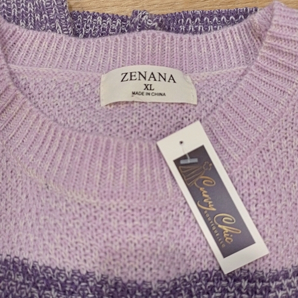 NWTS Plus Size Zenana Purple Color Block Woven Pullover Sweater - Picture 12 of 12